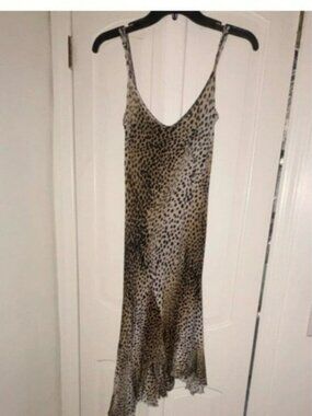 Roberto Cavalli Tan and Black Midi Dress